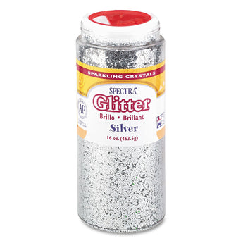 Pacon® Spectra Glitter, 0.04 Hexagon Crystals, Silver, 16 oz Shaker-Top Jar