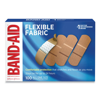 JOHNSON & JOHNSON Flexible Fabric Adhesive Bandages, 1 x 3, 100/Box