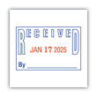 CONSOLIDATED STAMP Model S 360 Two-Color Message Dater, 1.75 x 1, "Received", Self-Inking, Blue/Red