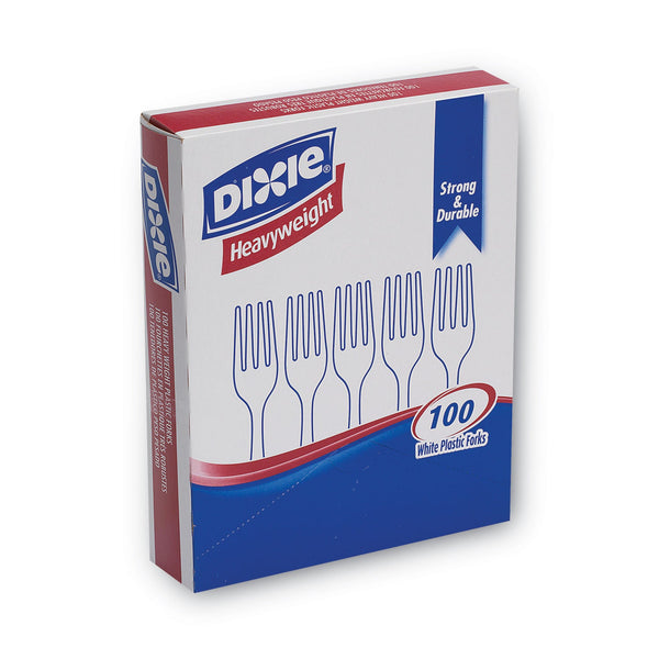 DIXIE FOOD SERVICE Plastic Cutlery, Heavyweight Forks, White, 100/Box