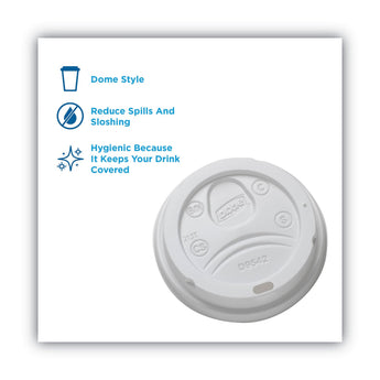 DIXIE FOOD SERVICE Dome Drink-Thru Lids, Fits 10 oz to 20 oz Dixie Paper Hot Cups, White, 100/Pack