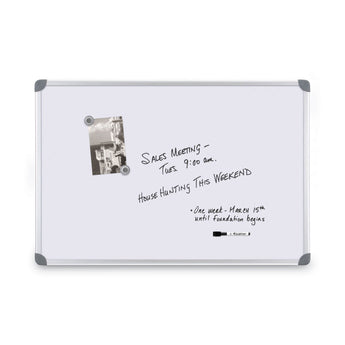 Euro-Style Magnetic Dry-Erase Aluminum Frame Boards, 36 x 24, White Surface, Silver Aluminum Frame