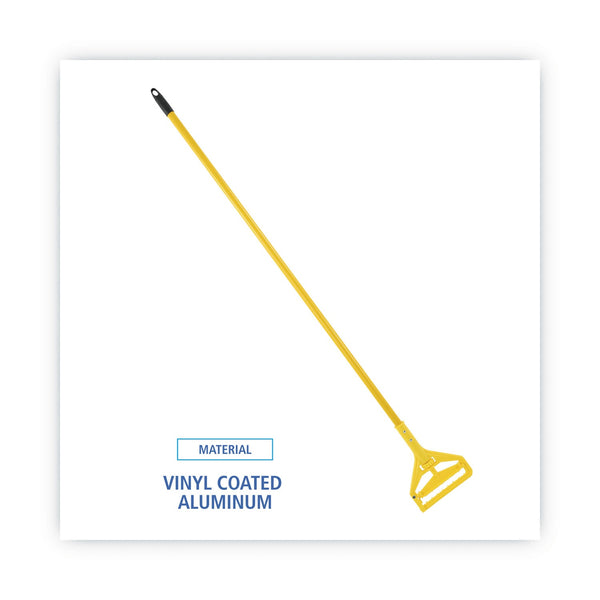 BOARDWALK Quick Change Side-Latch Plastic Mop Head Handle, 60" Aluminum Handle, Yellow