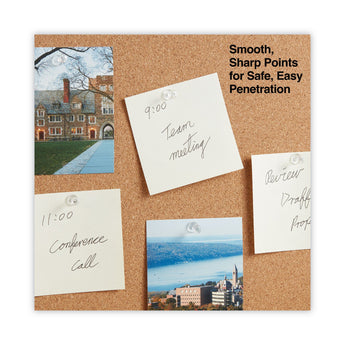 Universal® Clear Push Pins, Plastic, Clear, 0.38