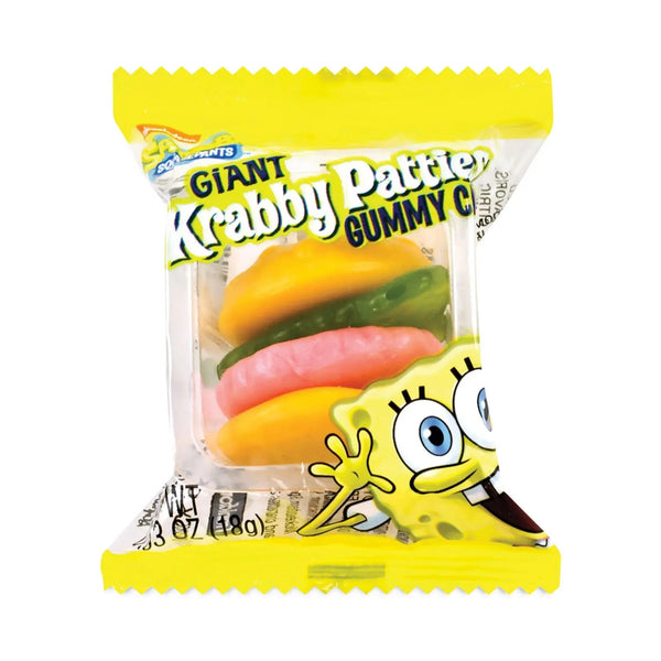 FRANKFORD CANDY, LLC SpongeBob Squarepants Giant Krabby Patties Gummy Candy, 0.63 oz Pack, 36/Carton, Ships in 1-3 Business Days