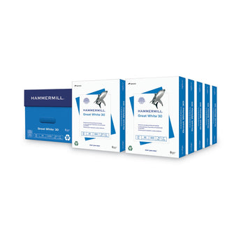 HAMMERMILL/HP EVERYDAY PAPERS Great White 30 Recycled Print Paper, 92 Bright, 20 lb Bond Weight, 8.5 x 11, White, 500 Sheets/Ream, 10 Reams/Carton