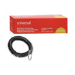 UNIVERSAL OFFICE PRODUCTS Wrist Coil Plus Key Ring, Plastic, Black, 6/Pack