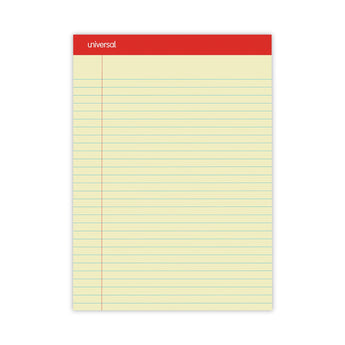 UNIVERSAL OFFICE PRODUCTS Perforated Ruled Writing Pads, Wide/Legal Rule, Red Headband, 50 Canary-Yellow 8.5 x 11.75 Sheets, Dozen