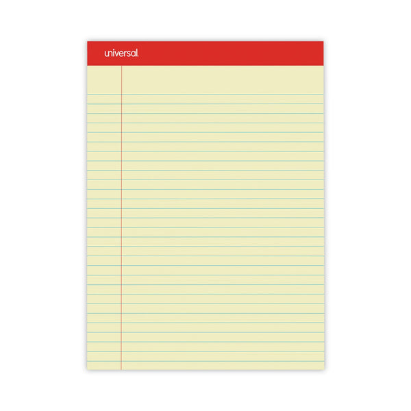UNIVERSAL OFFICE PRODUCTS Perforated Ruled Writing Pads, Wide/Legal Rule, Red Headband, 50 Canary-Yellow 8.5 x 11.75 Sheets, Dozen