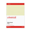 UNIVERSAL OFFICE PRODUCTS Perforated Ruled Writing Pads, Wide/Legal Rule, Red Headband, 50 Canary-Yellow 8.5 x 11.75 Sheets, Dozen