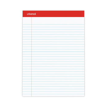 UNIVERSAL OFFICE PRODUCTS Perforated Ruled Writing Pads, Wide/Legal Rule, Red Headband, 50 White 8.5 x 11.75 Sheets, Dozen