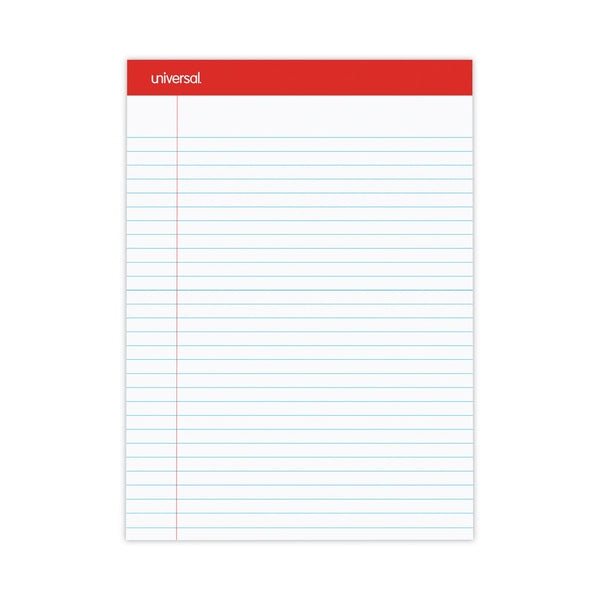 UNIVERSAL OFFICE PRODUCTS Perforated Ruled Writing Pads, Wide/Legal Rule, Red Headband, 50 White 8.5 x 11.75 Sheets, Dozen