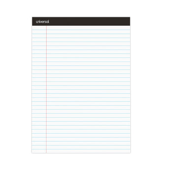 UNIVERSAL OFFICE PRODUCTS Premium Ruled Writing Pads with Heavy-Duty Back, Wide/Legal Rule, Black Headband, 50 White 8.5 x 11 Sheets, 6/Pack