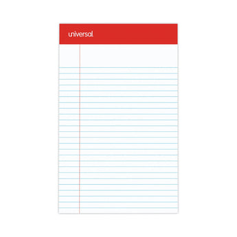UNIVERSAL OFFICE PRODUCTS Perforated Ruled Writing Pads, Narrow Rule, Red Headband, 50 White 5 x 8 Sheets, Dozen
