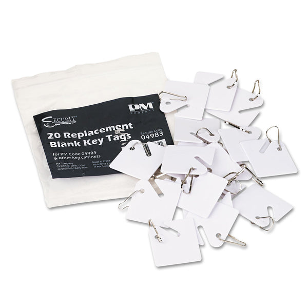 ICONEX Replacement Slotted Key Cabinet Tags, 1.63 x 1.5, White, 20/Pack