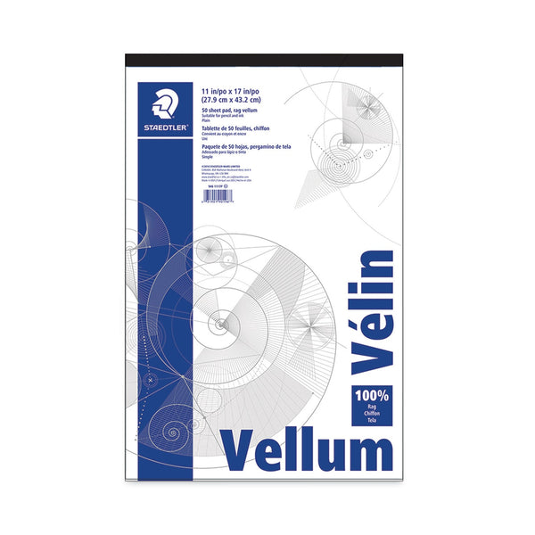 STAEDTLER, INC. Mars Translucent Vellum Art and Drafting Paper, 16 lb Bristol Weight, 11 x 17, Translucent, 50/Pad