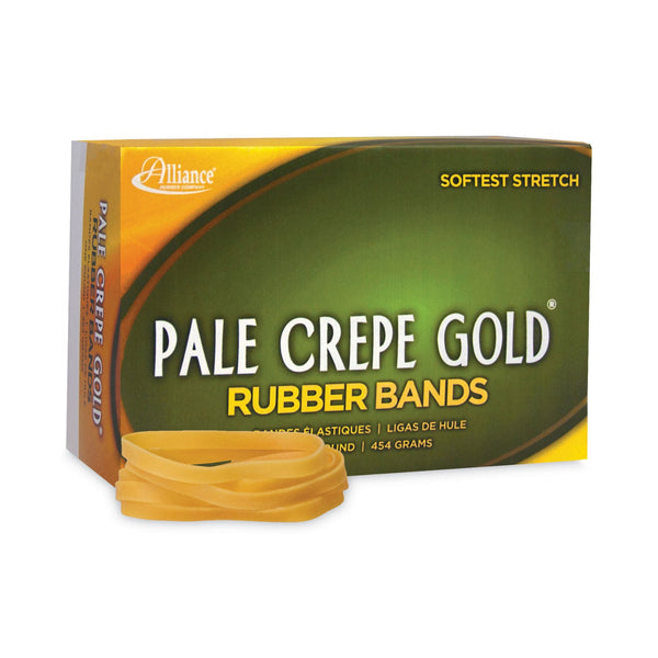 ALLIANCE RUBBER Pale Crepe Gold Rubber Bands, Size 64, 0.04" Gauge, Golden Crepe, 1 lb Box, 490/Box