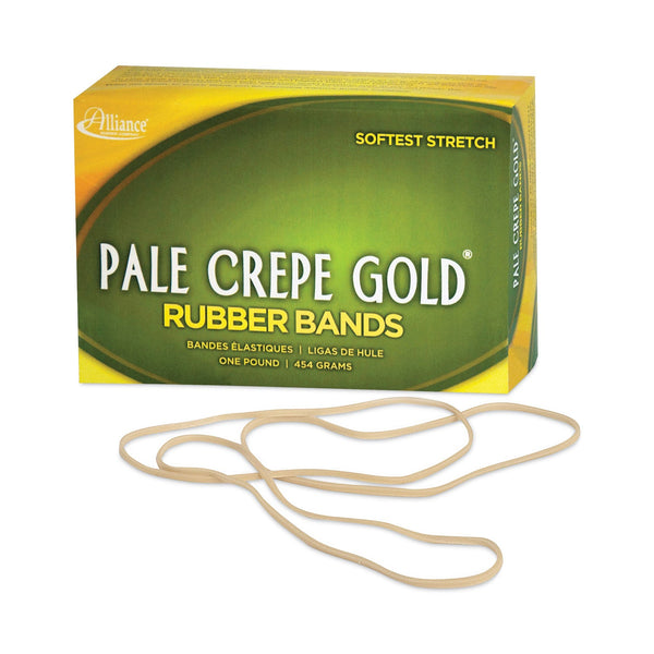 ALLIANCE RUBBER Pale Crepe Gold Rubber Bands, Size 117B, 0.06" Gauge, Golden Crepe, 1 lb Box, 300/Box