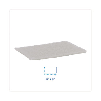 Light Duty Scour Pad, White, 6 x 9, White, 20/Carton