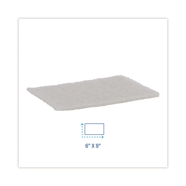 Light Duty Scour Pad, White, 6 x 9, White, 20/Carton