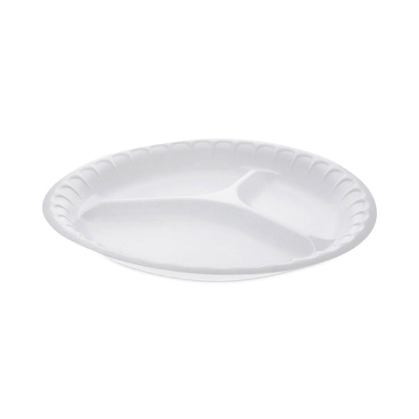 PACTIV EVERGREEN CORPORATION Placesetter Satin Non-Laminated Foam Dinnerware, 3-Compartment Plate, 10.25" dia, White, 540/Carton
