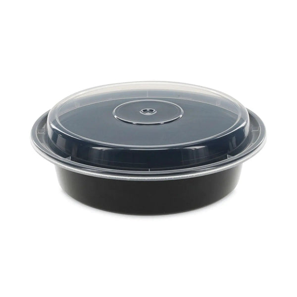 PACTIV EVERGREEN CORPORATION Newspring VERSAtainer Microwavable Containers, 24 oz, 7" Diameter, Black/Clear, Plastic, 150/Carton