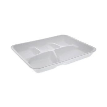 PACTIV EVERGREEN CORPORATION Foam School Trays, 5-Compartment, 8.25 x 10.5 x 1, White, 500/Carton