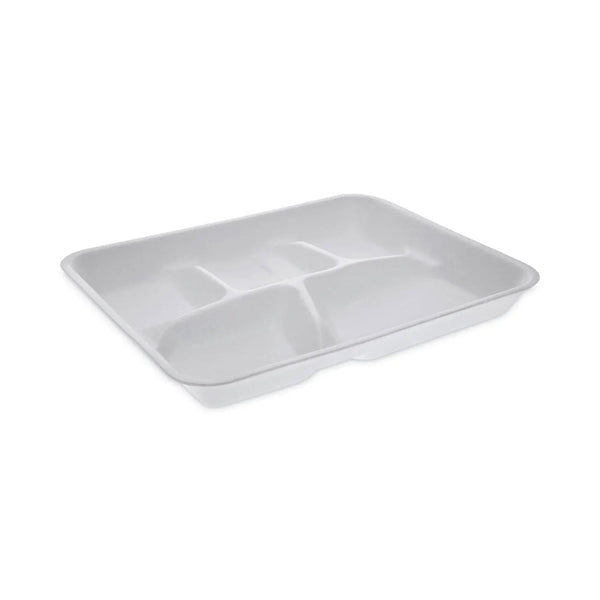 PACTIV EVERGREEN CORPORATION Foam School Trays, 5-Compartment, 8.25 x 10.5 x 1, White, 500/Carton