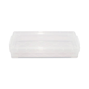 ADVANTUS CORPORATION Super Stacker Pencil Box, Plastic, 8.25 x 3.75 x 1.5, Clear