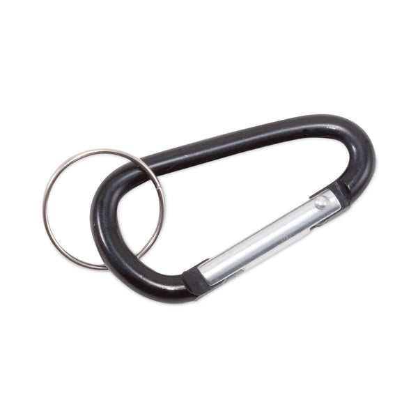 ADVANTUS CORPORATION Carabiner Key Chains, (10) 1" x 2" Black Carabiners, (10) 1" dia Silver Key Rings, Aluminum