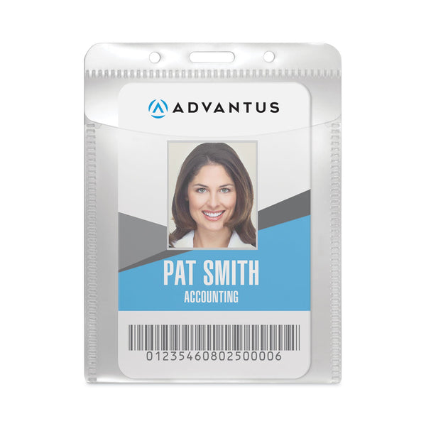 ADVANTUS CORPORATION PVC-Free Badge Holders, Vertical, Clear 3.5" x 5.13" Holder, 3.13" x 4.5" Insert, 50/Pack