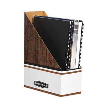 FELLOWES MFG. CO. Corrugated Cardboard Magazine File, 4 x 9 x 11.5, Wood Grain, 12/Carton