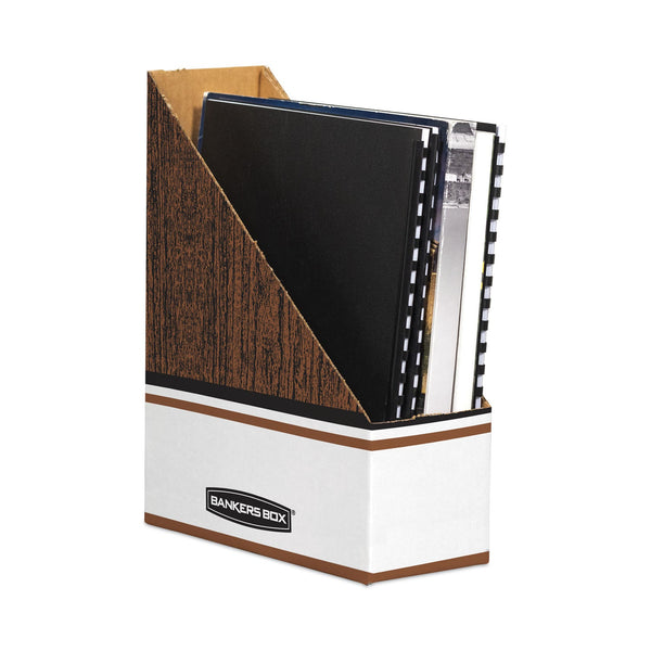 FELLOWES MFG. CO. Corrugated Cardboard Magazine File, 4 x 9 x 11.5, Wood Grain, 12/Carton