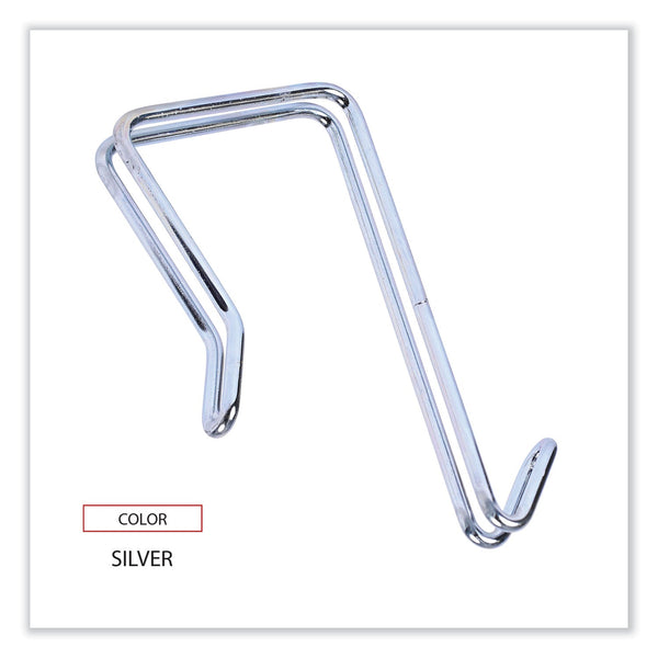 ALERA Single Sided Partition Garment Hook, Steel, 0.5 x 3.13 x 4.75, Over-the-Door/Over-the-Panel Mount, Silver, 2/Pack