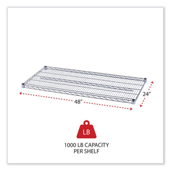 ALERA Industrial Wire Shelving Extra Wire Shelves, 48w x 24d, Silver, 2 Shelves/Carton