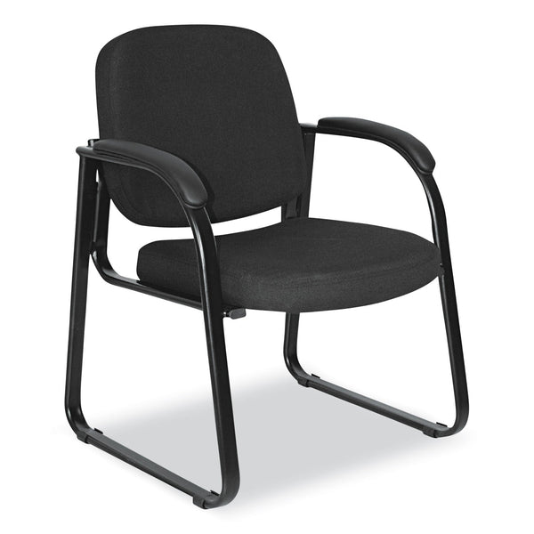 ALERA Alera Genaro Series Fabric Half-Back Sled Base Guest Chair, 25" x 24.80" x 33.66", Black Seat, Black Back, Black Base