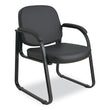 ALERA Alera Genaro Series Faux Leather Half-Back Sled Base Guest Chair, 25" x 24.80" x 33.66", Black Seat, Black Back, Black Base