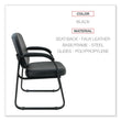 ALERA Alera Genaro Series Faux Leather Half-Back Sled Base Guest Chair, 25" x 24.80" x 33.66", Black Seat, Black Back, Black Base