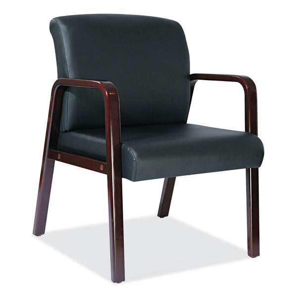 ALERA Alera Reception Lounge WL Series Guest Chair, 24.21" x 24.8" x 32.67", Black Seat, Black Back, Mahogany Base