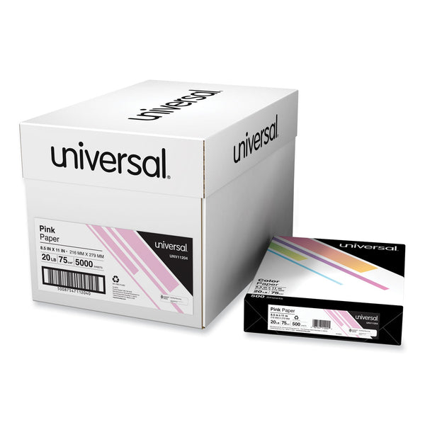 Universal® Deluxe Colored Paper, 20 lb Bond Weight, 8.5 x 11, Pink, 500/Ream
