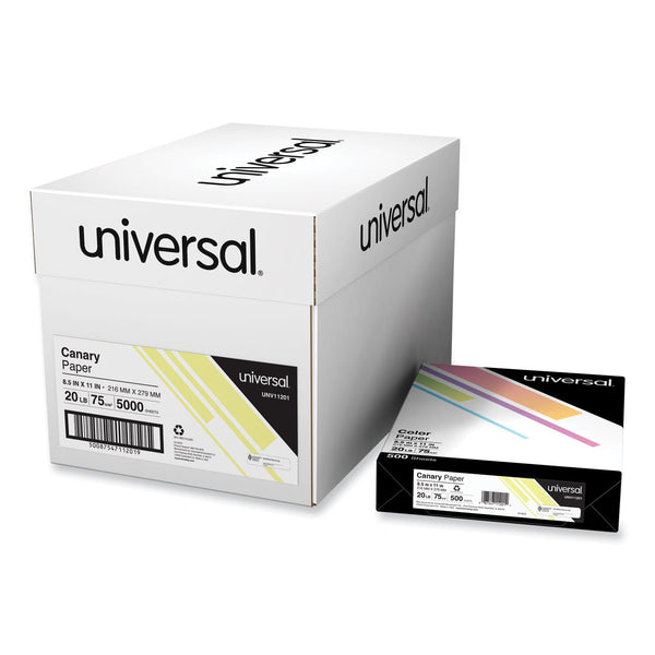 UNIVERSAL OFFICE PRODUCTS Deluxe Colored Paper, 20 lb Bond Weight, 8.5 x 11, Canary, 500/Ream