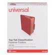 UNIVERSAL OFFICE PRODUCTS Six-Section Classification Folders, Heavy-Duty Pressboard Cover, 2 Dividers, 6 Fasteners, Letter Size, Brick Red, 20/Box