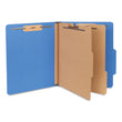 UNIVERSAL OFFICE PRODUCTS Six-Section Pressboard Classification Folders, 2.5" Expansion, 2 Dividers, 6 Fasteners, Letter Size, Blue, 10/Box