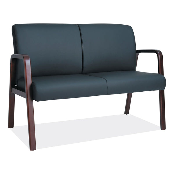 ALERA Alera Reception Lounge Series Wood Loveseat, 44.88w x 26.13d x 33h, Black/Mahogany
