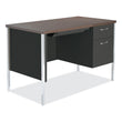 ALERA Single Pedestal Steel Desk, 45.25" x 24" x 29.5", Mocha/Black