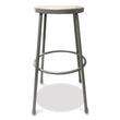 ALERA Industrial Metal Shop Stool, Backless, Supports Up to 300 lb, 30" Seat Height, Brown Seat, Gray Base