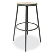 ALERA Industrial Metal Shop Stool, Backless, Supports Up to 300 lb, 30" Seat Height, Brown Seat, Gray Base