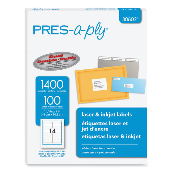 Labels, Laser Printers, 1.33 x 4, White, 14/Sheet, 100 Sheets/Box Flipcost Flipcost