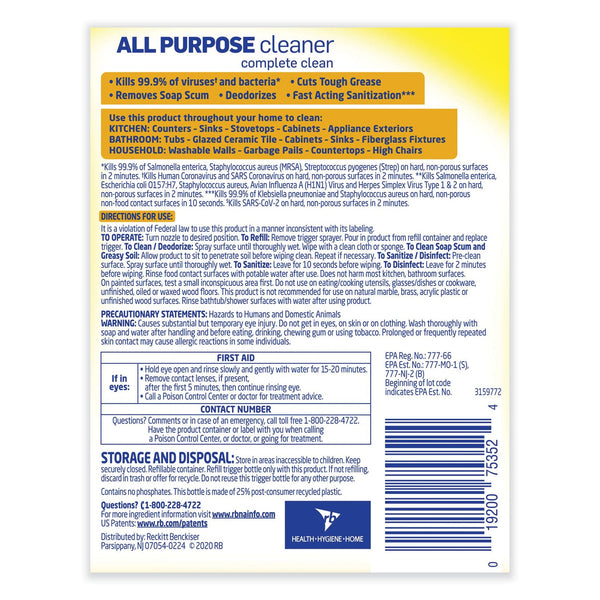 LYSOL® Brand Ready-to-Use All-Purpose Cleaner, Lemon Breeze, 32 oz Spray Bottle