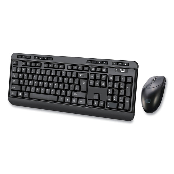 ADESSO INC WKB-1320CB Antimicrobial Wireless Desktop Keyboard and Mouse, 2.4 GHz Frequency/30 ft Wireless Range, Black
